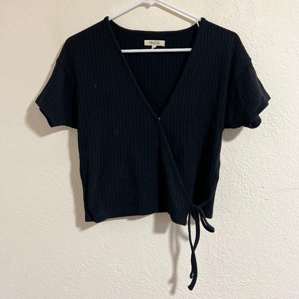 Madewell Ribbed Wrap Crop Top Shirt Women's Medium